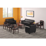 HON® Topflight Leather Guest Chair, 22.5" X 22" X 31", Black Seat, Mahogany Back-base freeshipping - TVN Wholesale 