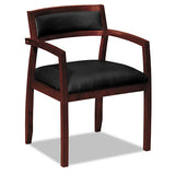 HON® Topflight Leather Guest Chair, 22.5" X 22" X 31", Black Seat, Mahogany Back-base freeshipping - TVN Wholesale 