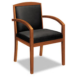 HON® Topflight Leather Guest Chair, 22.5" X 22" X 31", Black Seat, Mahogany Back-base freeshipping - TVN Wholesale 