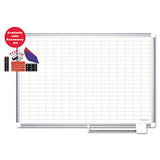 MasterVision® Gridded Magnetic Porcelain Planning Board, 1 X 2 Grid, 72 X 48, Aluminum Frame freeshipping - TVN Wholesale 