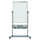 MasterVision® Magnetic Reversible Mobile Easel, Vertical Orientation, 35.4" X 47.2", Board, 80" Tall Easel, White-silver freeshipping - TVN Wholesale 