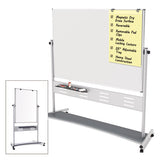 MasterVision® Magnetic Reversible Mobile Easel, Horizontal Orientation, 70.8" X 47.2" Board, 80" Tall Easel, White-silver freeshipping - TVN Wholesale 