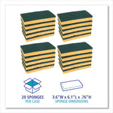 Boardwalk® Scrubbing Sponge, Medium Duty, 3.6 X 6.1, 0.75" Thick, Yellow-green, Individually Wrapped, 20-carton freeshipping - TVN Wholesale 