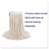 Boardwalk® Premium Cut-end Wet Mop Heads, Cotton, 24oz, White, 12-carton freeshipping - TVN Wholesale 