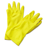 Boardwalk® Flock-lined Latex Cleaning Gloves, X-large, Yellow, 12 Pairs freeshipping - TVN Wholesale 