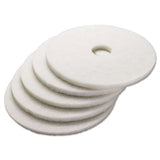 Boardwalk® Polishing Floor Pads, 18" Diameter, White, 5-carton freeshipping - TVN Wholesale 