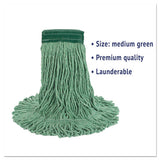 Boardwalk® Super Loop Wet Mop Head, Cotton-synthetic Fiber, 5" Headband, Medium Size, Green, 12-carton freeshipping - TVN Wholesale 