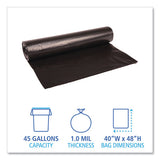 Boardwalk® Low Density Repro Can Liners, 45 Gal, 1 Mil, 40" X 48", Black, 10 Bags-roll, 10 Rolls-carton freeshipping - TVN Wholesale 