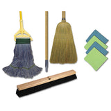 Boardwalk® Cleaning Kit, Medium Blue Cotton-rayon-synthetic Head, 60" Natural-yellow Wood-metal Handle freeshipping - TVN Wholesale 