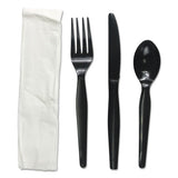 Boardwalk® Four-piece Cutlery Kit, Fork-knife-napkin-teaspoon, Heavyweight, Black, 250-carton freeshipping - TVN Wholesale 