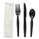 Boardwalk® Four-piece Cutlery Kit, Fork-knife-napkin-teaspoon, Black, 250-carton freeshipping - TVN Wholesale 