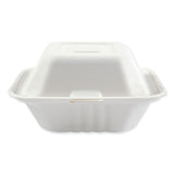 Bagasse Food Containers, Hinged-lid, 1-compartment 9 X 9 X 3.19, White, 100-sleeve, 2 Sleeves-carton