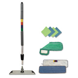 Boardwalk® Microfiber Cleaning Kit, 18" Wide Blue-green Microfiber Head, 35" To 60" Gray Aluminum Handle freeshipping - TVN Wholesale 