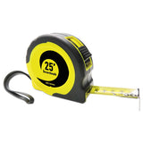 Boardwalk® Easy Grip Tape Measure, 25 Ft, Plastic Case, Black And Yellow, 1-16" Graduations freeshipping - TVN Wholesale 