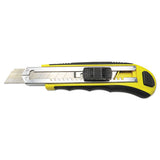 Boardwalk® Rubber-gripped Retractable Snap Blade Knife, Straight-edged, Black-yellow freeshipping - TVN Wholesale 