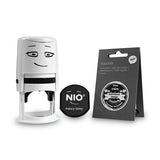 NIO® Stamp With Voucher And Fancy Gray Ink Pad, Self-inking, 1.56" Diameter freeshipping - TVN Wholesale 