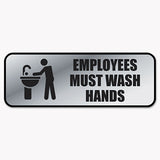 COSCO Brushed Metal Office Sign, Employees Must Wash Hands, 9 X 3, Silver freeshipping - TVN Wholesale 