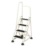 Cramer® Stop-step Ladder, One Handrail: Left, 66.25", 300 Lb Capacity, 4 Steps, Aluminum, Beige freeshipping - TVN Wholesale 