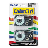 Casio® Tape Cassettes For Kl Label Makers, 0.5" X 26 Ft, Black On White, 2-pack freeshipping - TVN Wholesale 