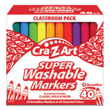Super Washable Markers, Broad Bullet Tip, Assorted Colors, 40-set