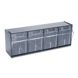 deflecto® Tilt Bin Interlocking Multi-bin Storage Organizer, 3 Sections, 23.63" X 7.75" X 9.5", Black-clear freeshipping - TVN Wholesale 