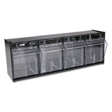 deflecto® Tilt Bin Interlocking Multi-bin Storage Organizer, 4 Sections, 23.63" X 6.63" X 8.13", Black-clear freeshipping - TVN Wholesale 