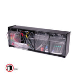deflecto® Tilt Bin Interlocking Multi-bin Storage Organizer, 4 Sections, 23.63" X 6.63" X 8.13", Black-clear freeshipping - TVN Wholesale 