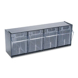 deflecto® Tilt Bin Interlocking Multi-bin Storage Organizer, 5 Sections, 23.63" X 5.25" X 6.5", Black-clear freeshipping - TVN Wholesale 