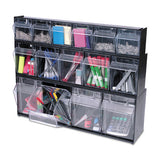 deflecto® Tilt Bin Interlocking Multi-bin Storage Organizer, 6 Sections, 23.63" X 3.63" X 4.5", Black-clear freeshipping - TVN Wholesale 