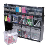 deflecto® Tilt Bin Interlocking Multi-bin Storage Organizer, 6 Sections, 23.63" X 3.63" X 4.5", Black-clear freeshipping - TVN Wholesale 