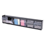 deflecto® Tilt Bin Interlocking Multi-bin Storage Organizer, 6 Sections, 23.63" X 3.63" X 4.5", Black-clear freeshipping - TVN Wholesale 