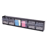 deflecto® Tilt Bin Interlocking Multi-bin Storage Organizer, 6 Sections, 23.63" X 3.63" X 4.5", Black-clear freeshipping - TVN Wholesale 