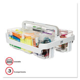 deflecto® Stackable Caddy Organizer With S, M And L Containers, White Caddy, Clear Containers freeshipping - TVN Wholesale 