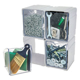deflecto® Tilt Bin Interlocking 4-bin Organizer, 4 5-8 X 4 7-8 X 5 1-2, White-clear freeshipping - TVN Wholesale 