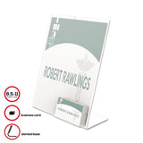 deflecto® Superior Image Slanted Sign Holder With Business Card Holder, 8.5w X 4.5d X 11h, Clear freeshipping - TVN Wholesale 