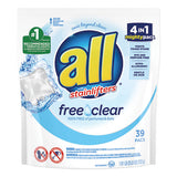 All® Mighty Pacs Free And Clear Super Concentrated Laundry Detergent, 39-pack, 6 Packs-carton freeshipping - TVN Wholesale 