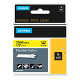 DYMO® Rhino Flexible Nylon Industrial Label Tape, 1" X 11.5 Ft, White-black Print freeshipping - TVN Wholesale 
