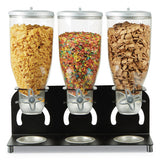 Mind Reader Heavy Duty Metal Cereal Triple Dispenser, 60 Oz, 18.5 X 5.93 X 17.25, Black-clear freeshipping - TVN Wholesale 