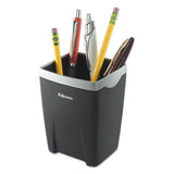 Fellowes® Office Suites Divided Pencil Cup, Plastic, 3 1-16 X 3 1-16 X 4 1-4, Black-silver freeshipping - TVN Wholesale 