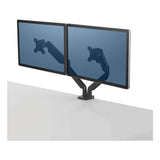 Fellowes® Platinum Series Dual Monitor Arm For 27" Monitors, 360 Deg Rotation, +85 Deg--20 Deg Tilt, 360 Deg Pan, Black, Supports 20 Lb freeshipping - TVN Wholesale 