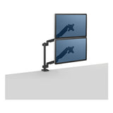 Fellowes® Platinum Series Dual Stacking Arm For 27" Monitors, 360 Deg Rotation, 180 Deg Tilt, 360 Deg Pan, Black, Supports 22 Lb freeshipping - TVN Wholesale 