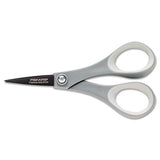 Fiskars® Performance Non-stick Titanium Softgrip Scissors, Pointed Tip, 5" Long, 1.6" Cut Length, Gray Straight Handle freeshipping - TVN Wholesale 