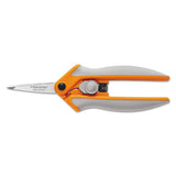 Fiskars® Easy Action Micro-tip Scissors, Pointed Tip, 5" Long, 1.75" Cut Length, Gray Straight Handle freeshipping - TVN Wholesale 