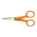 Fiskars® Home And Office Scissors, Pointed Tip, 5" Long, 1.88" Cut Length, Orange Straight Handle freeshipping - TVN Wholesale 