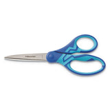 Fiskars® Kids-student Softgrip Scissors, Pointed Tip, 7" Long, 2.63" Cut Length, Blue Straight Handle freeshipping - TVN Wholesale 