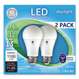 GE 75w Led Bulbs, 12 W, A19 Bulb, Daylight, 2-pack freeshipping - TVN Wholesale 