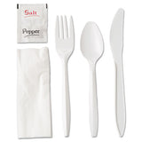 GEN Wrapped Cutlery Kit, Fork-knife-spoon-napkin, Mediumweight, Polypropylene Plastic, White, 250-carton freeshipping - TVN Wholesale 