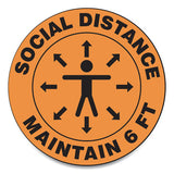 Accuform® Slip-gard Social Distance Floor Signs, 12" Circle, "social Distance Maintain 6 Ft", Human-arrows, Orange, 25-pack freeshipping - TVN Wholesale 