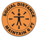 Accuform® Slip-gard Social Distance Floor Signs, 17" Circle, "social Distance Maintain 6 Ft", Human-arrows, Orange, 25-pack freeshipping - TVN Wholesale 