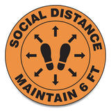 Accuform® Slip-gard Social Distance Floor Signs, 12" Circle, "social Distance Maintain 6 Ft", Footprint, Orange, 25-pack freeshipping - TVN Wholesale 